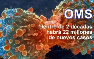 La OMS estima que en próximas 2 décadas se registrarán 22 millones de nuevos casos de cáncer